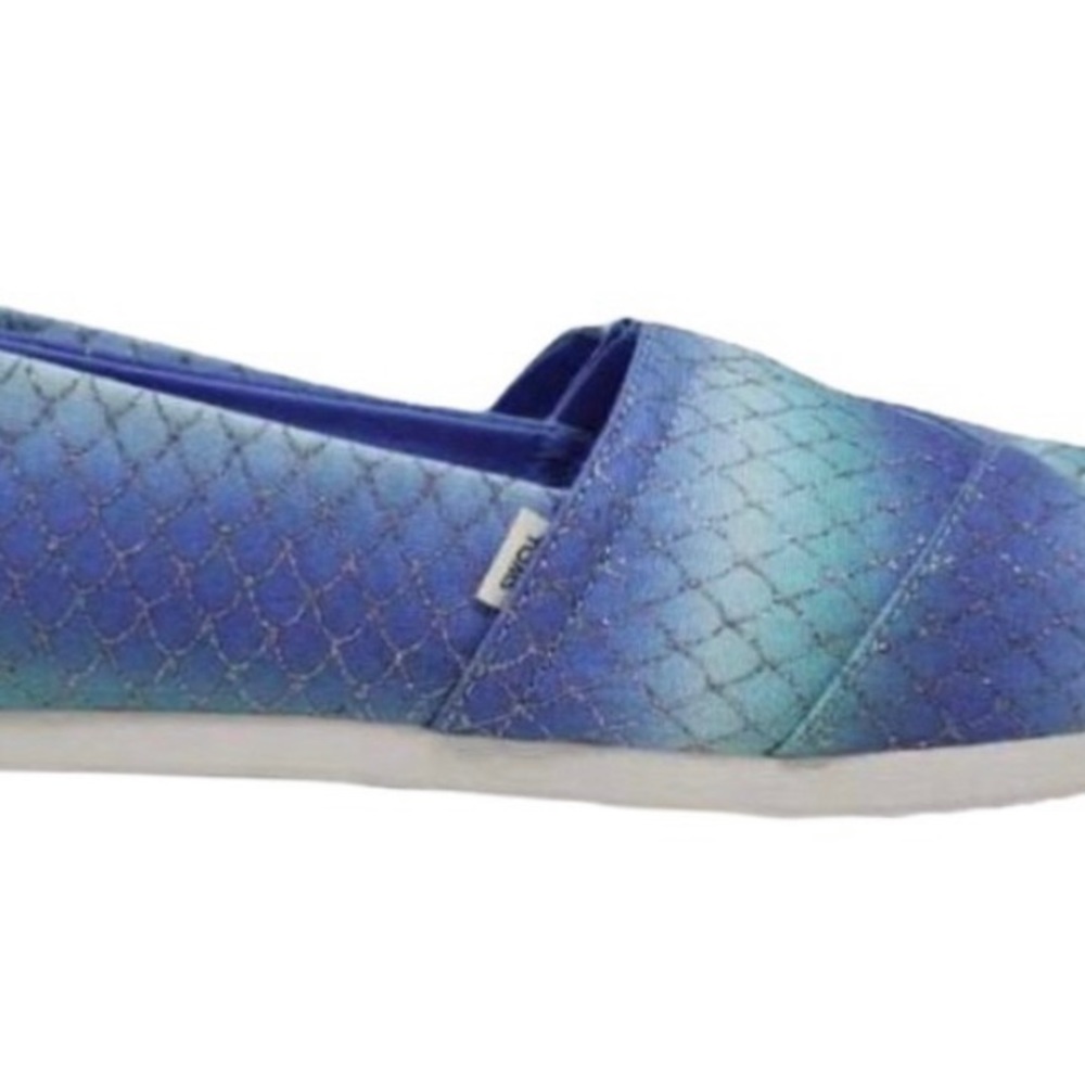 TOMS Glitter Mermaid Scales Print Comfort Shoes Casual Slip-on Flats Size 9 New - Picture 4 of 8